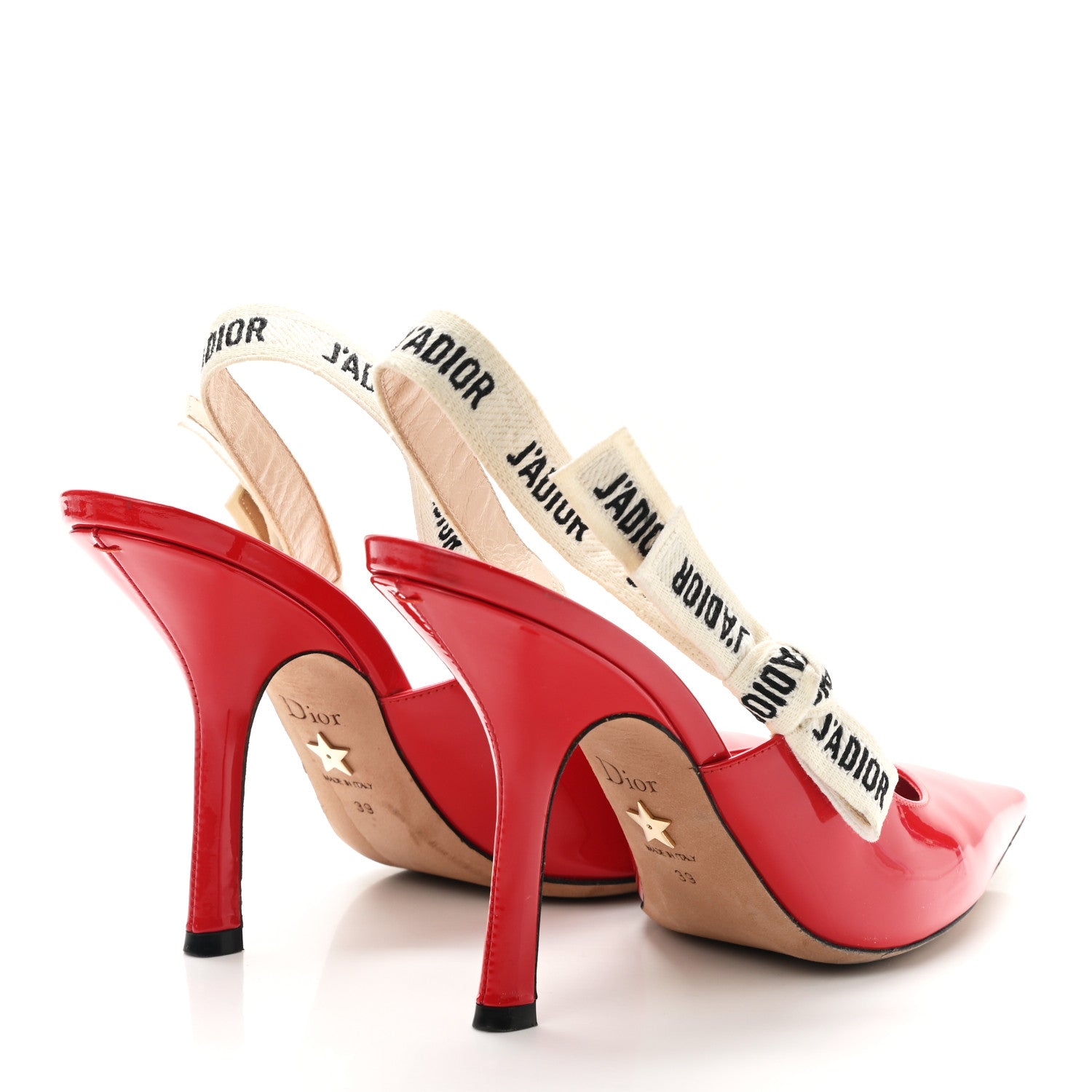 Christian Dior Patent Ribbon J'Adior Slingback 100mm Pumps 39 Red 4 of 9