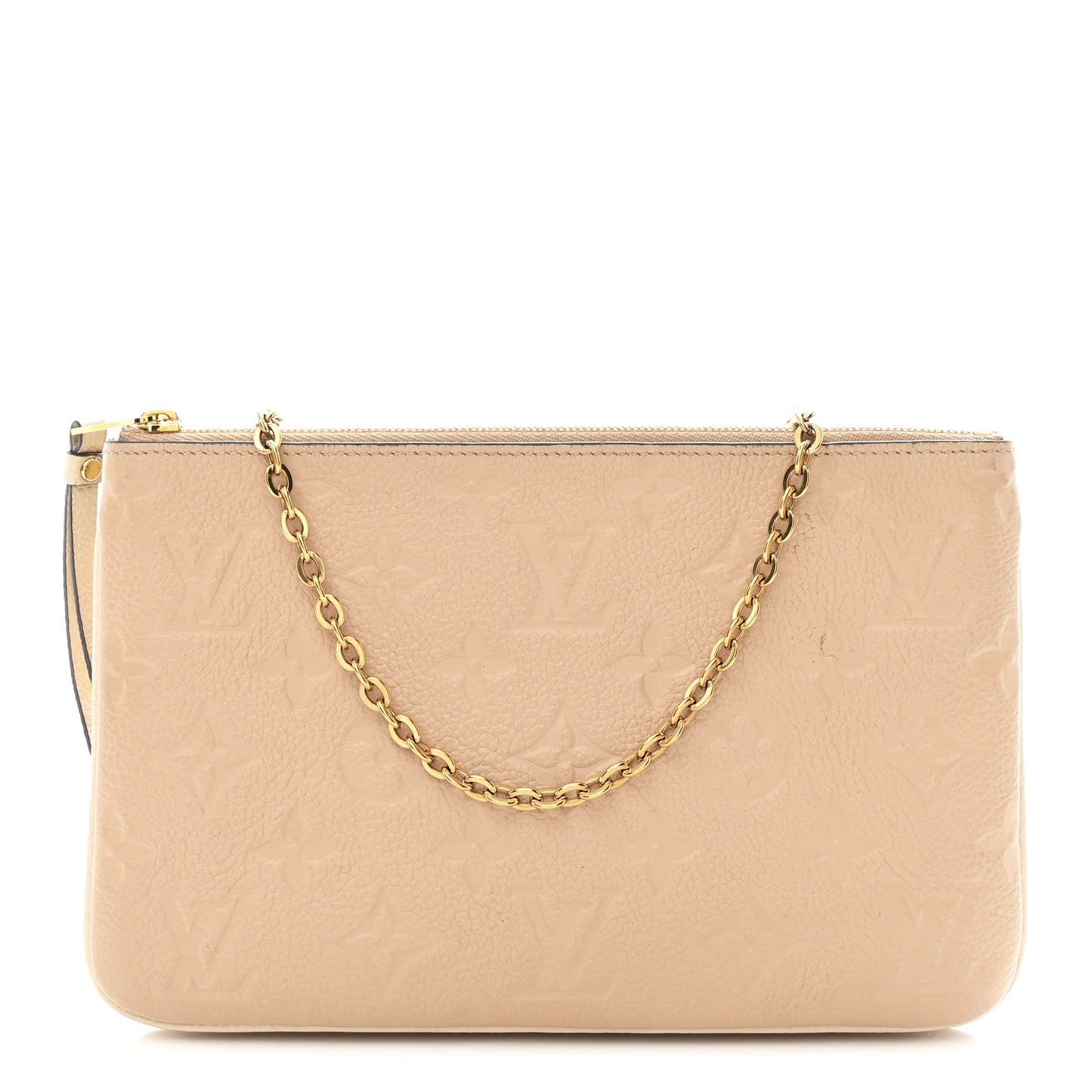 Empreinte Double Zip Pochette Beige Rose Creme