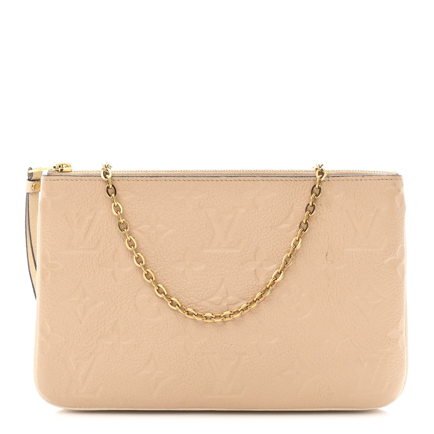 Louis Vuitton Empreinte Double Zip Pochette Beige Rose Creme 1 of 12