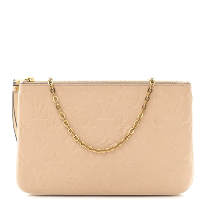 Louis Vuitton Empreinte Double Zip Pochette Beige Rose Creme 1 of 12