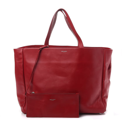 Saint Laurent Calfskin Suede Stud Reversible Shopper Tote Red 5 of 19