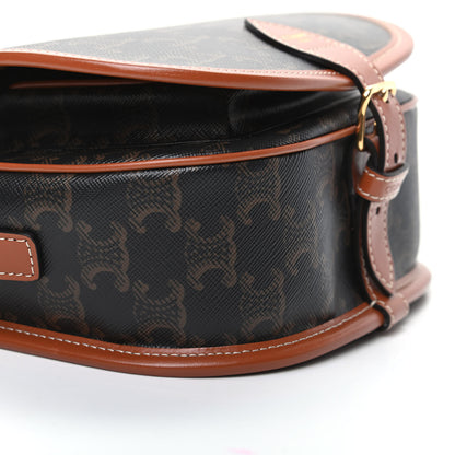 Celine Triomphe Canvas Medium Folco Bag Tan 7 of 8