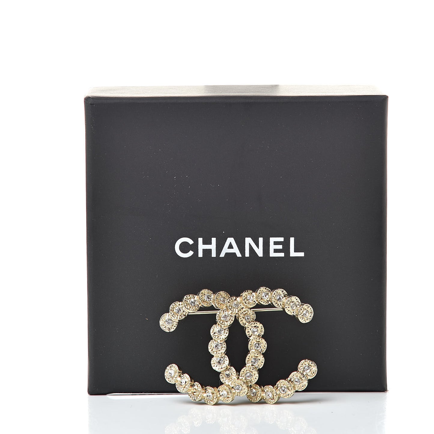 Crystal CC Brooch Gold