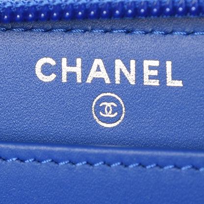 Chanel Patent Quilted Boy Zip Around Wallet Blue 6 of 9