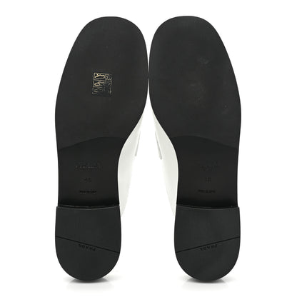 Prada Brushed Calfskin Metal Triangle Logo Mules 40 White 5 of 8
