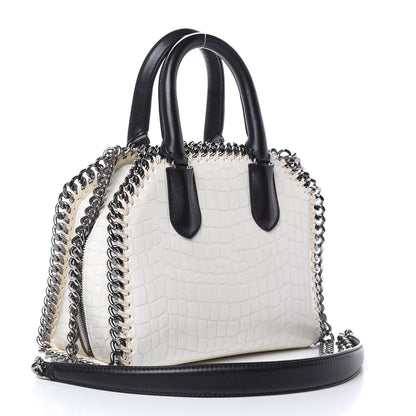 Stella McCartney Faux Leather Crocodile Embossed Mini Falabella Box Top Handle Bag White 3 of 13