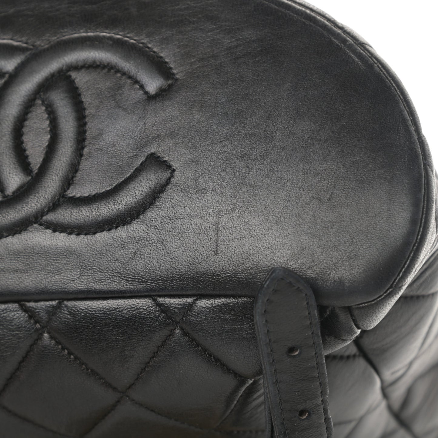Lambskin Quilted Drawstring Backpack Black