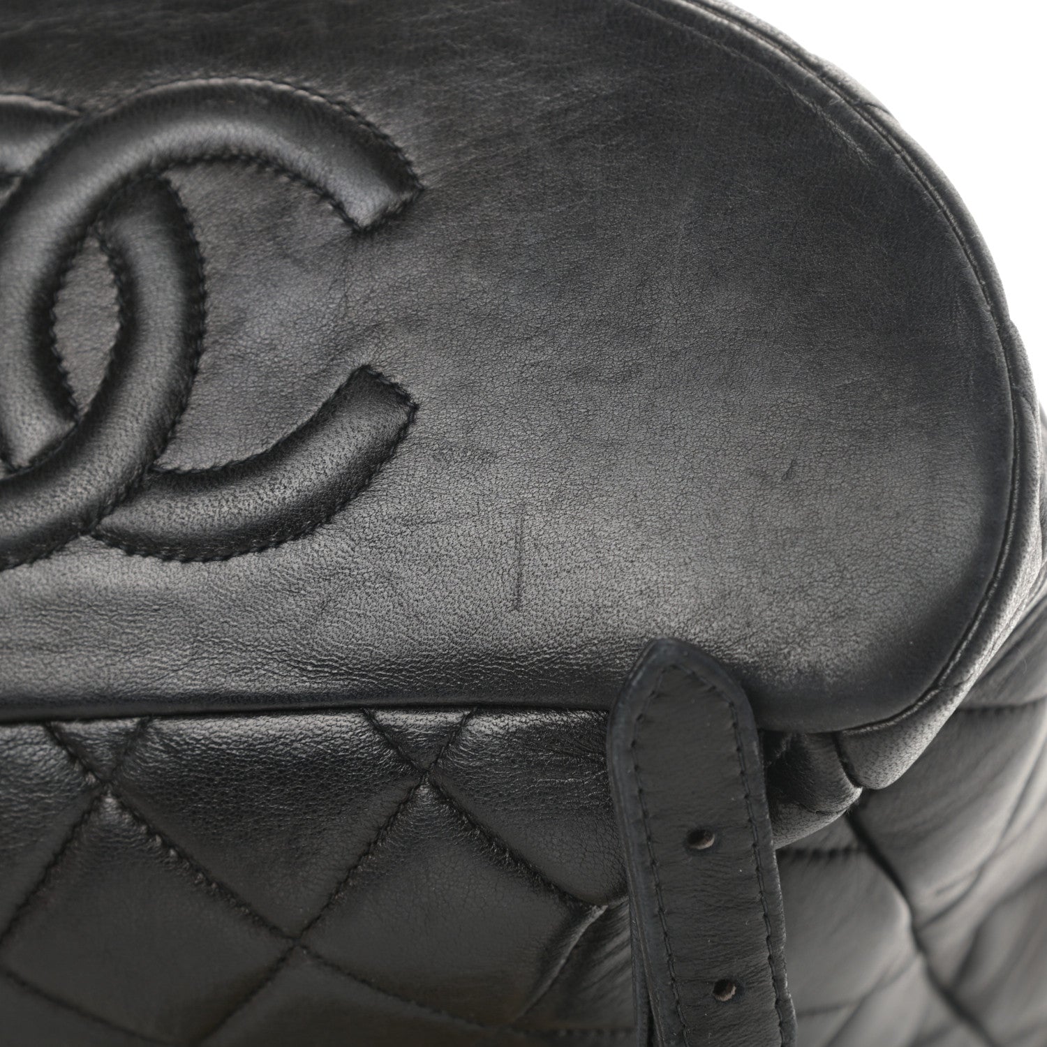 Chanel Lambskin Quilted Drawstring Backpack Black 12 of 14