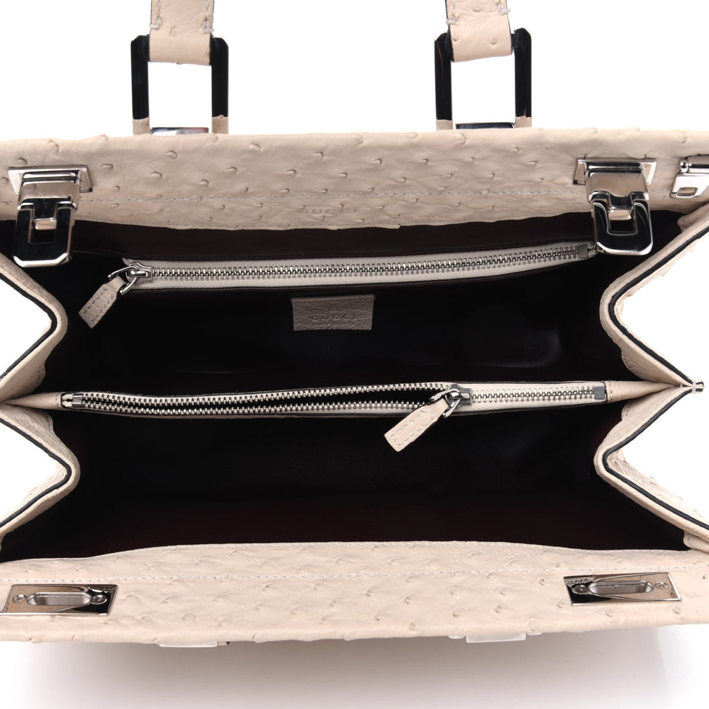 Ostrich Small Zumi Top Handle Bag Ivory