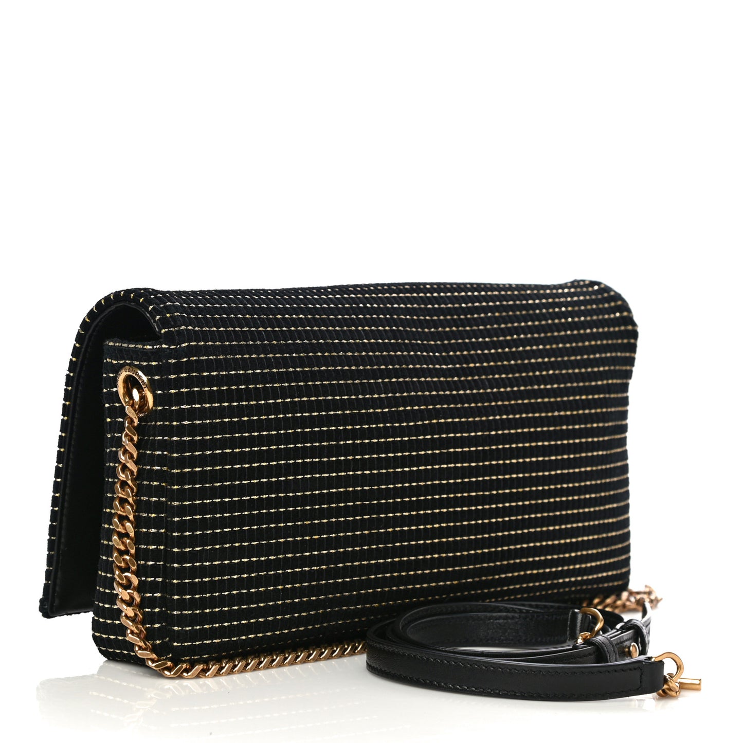 Calfskin Contrast Stitching Monogram Kate 99 Black