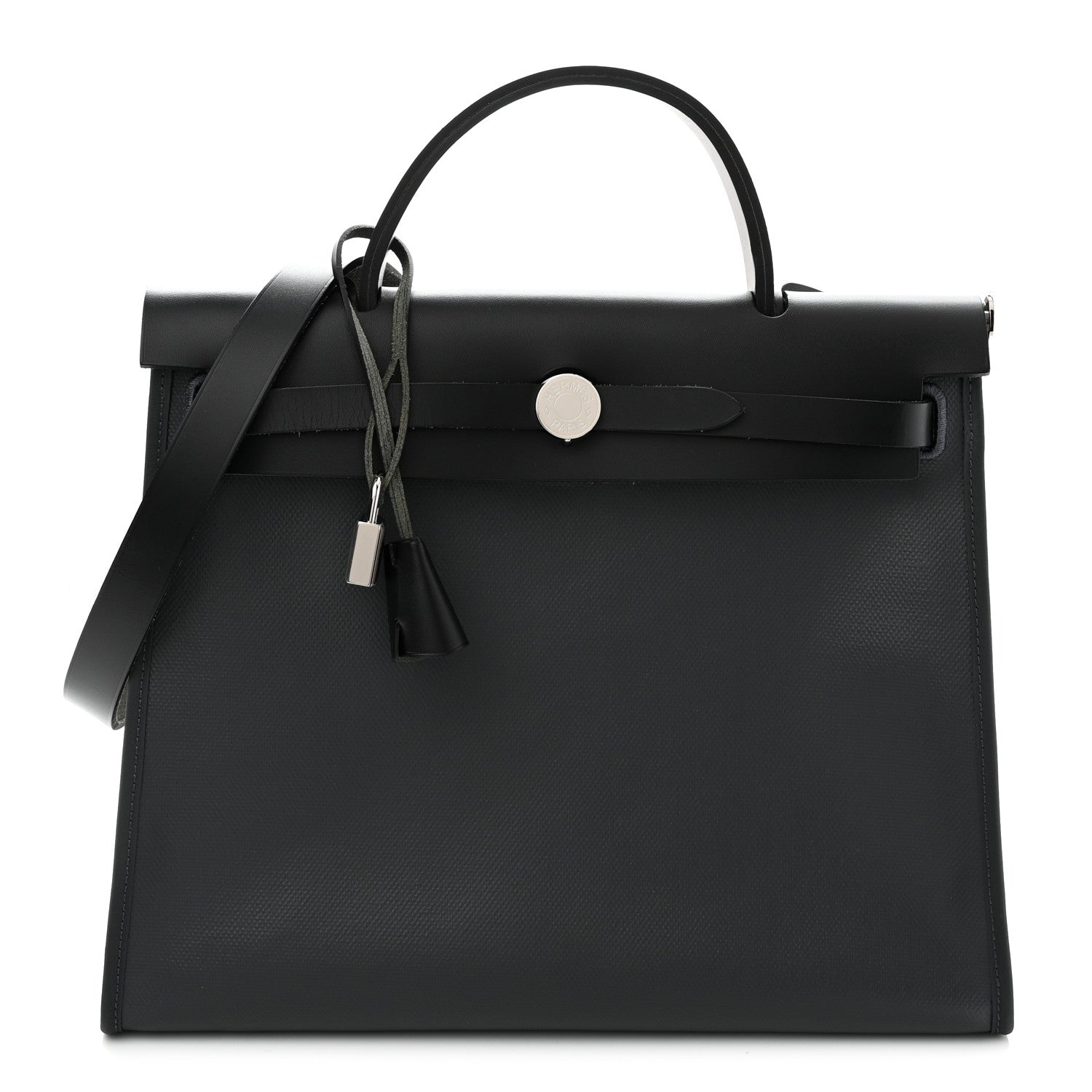 Hermes Toile H Berline Vache Hunter Herbag Zip PM 31 Ardoise Black Ecru 1 of 12