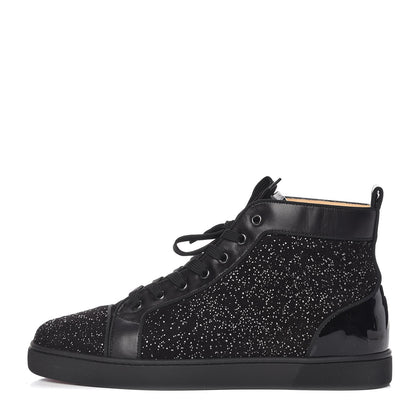 Christian Louboutin Crystal Veau Velours Patent Calfskin Mens Louis Orlato Flat Sneakers 44.5 Black 1 of 8