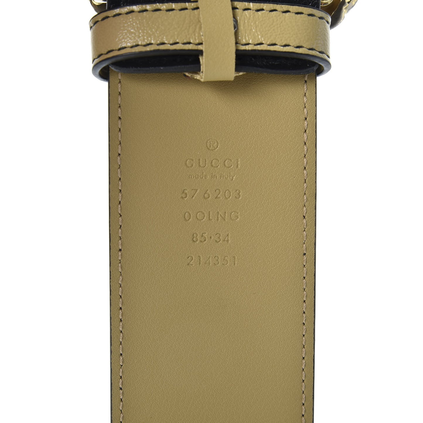 Calfskin Striped Textured Double G 50mm Belt 85 34 Black Beige