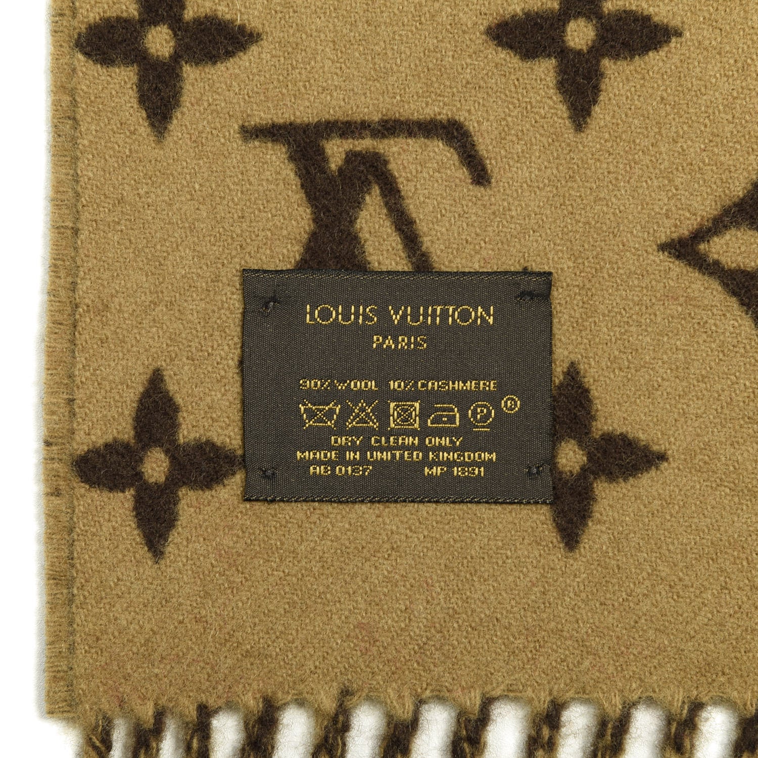Louis Vuitton X SUPREME Wool Cashmere Monogram Scarf Brown 3 of 4