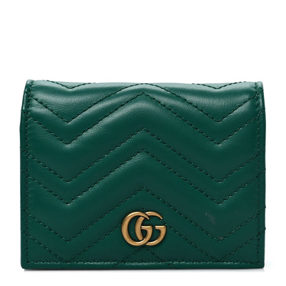 Gucci Calfskin Matelasse GG Marmont Card Case Wallet Emerald 1 of 7