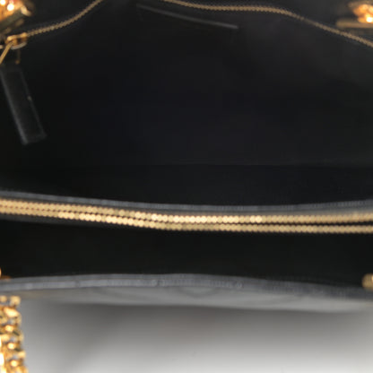 Saint Laurent Grain De Poudre Matelasse Chevron Monogram Shopping Bag Black 5 of 10