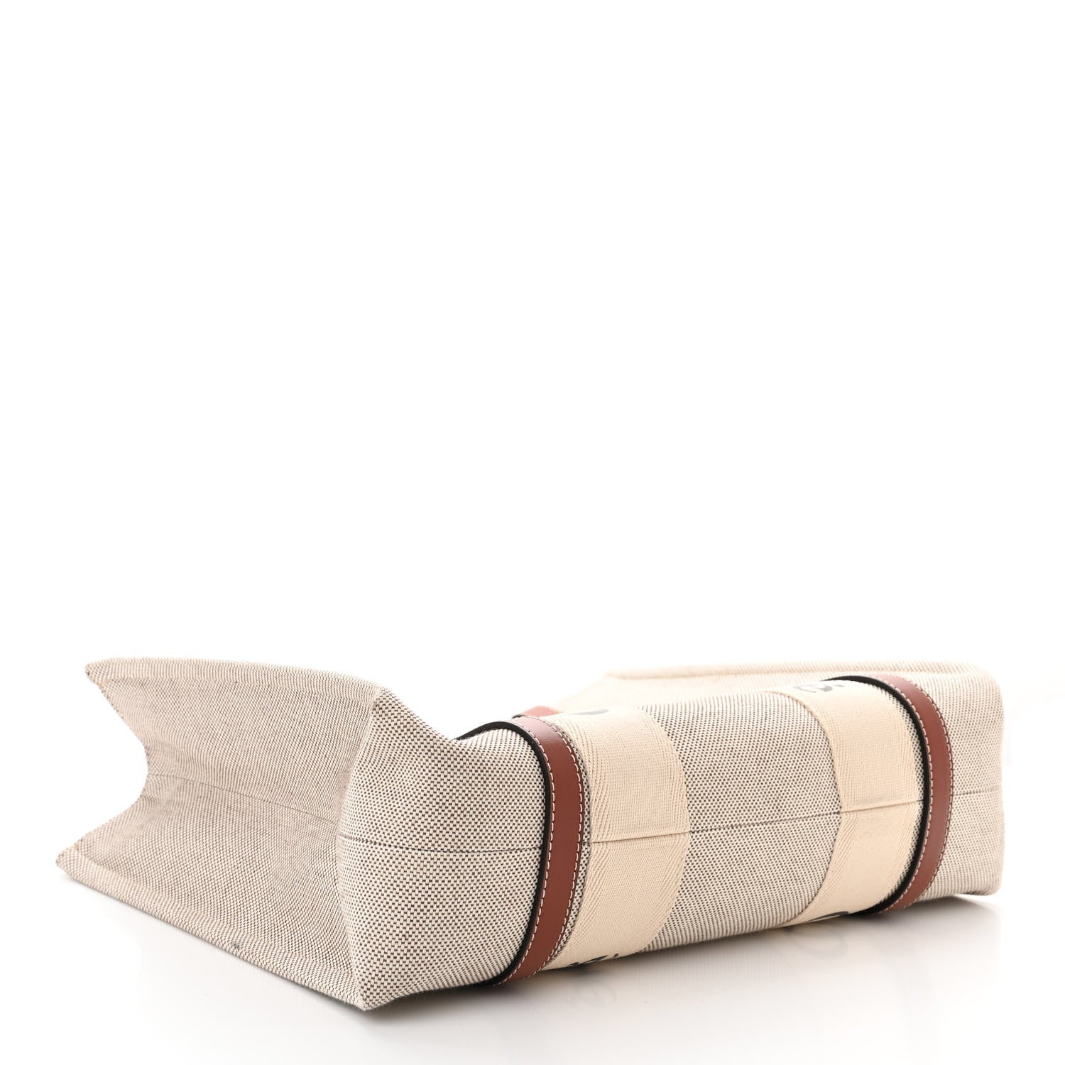 Chloe Cotton Calfskin Medium Woody Ribbon Tote White Brown 4 of 10