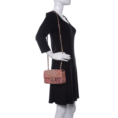 Chanel Metallic Lambskin Quilted Ombre Mini Rectangular Flap Pink 2 of 11