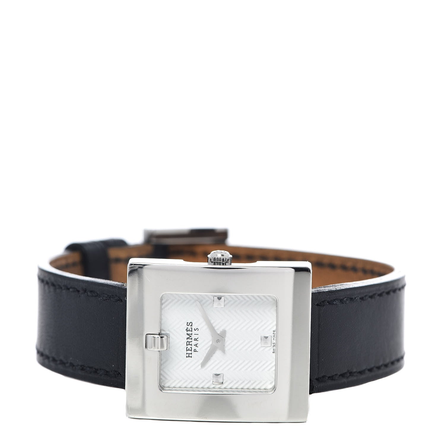 Hermes Stainless Steel Barenia 22mm Belt Quartz Watch Noir 3 of 9