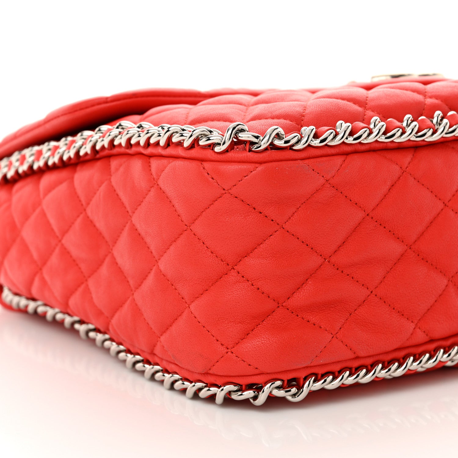 Chanel Washed Lambskin Quilted Maxi Chain Around Flap Red 9 of 12