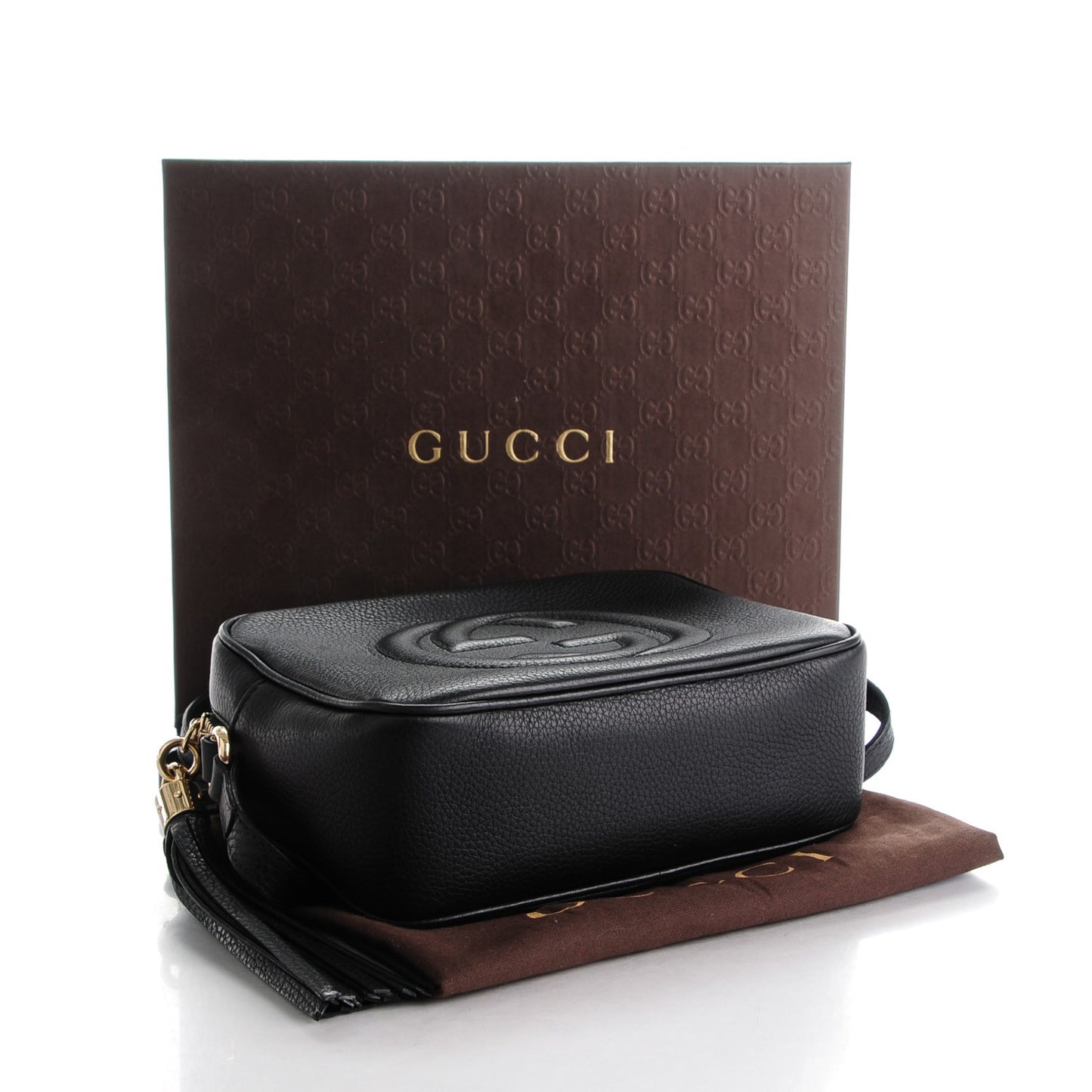 Pebbled Calfskin Small Soho Disco Bag Black