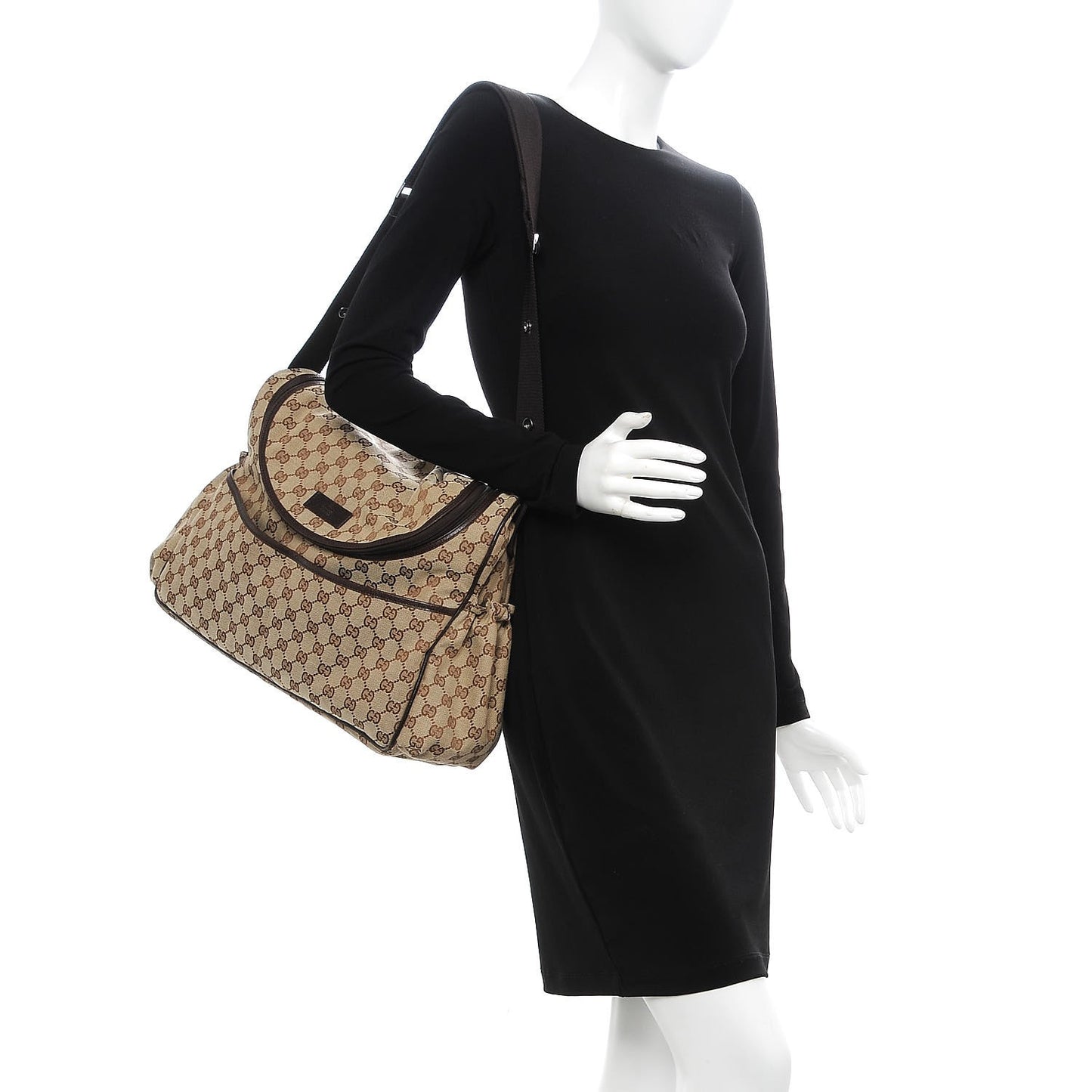 Monogram Natural Pigskin Large Diaper Bag Beige Ebony Cocoa Dark Chocolate