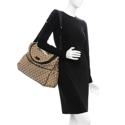 Gucci Monogram Natural Pigskin Large Diaper Bag Beige Ebony Cocoa Dark Chocolate 2 of 15