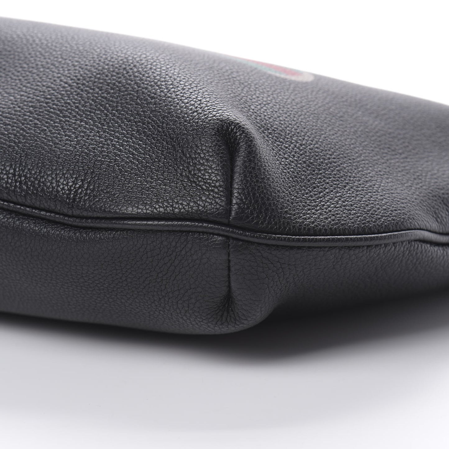 Grained Calfskin Logo Half Moon Hobo Black