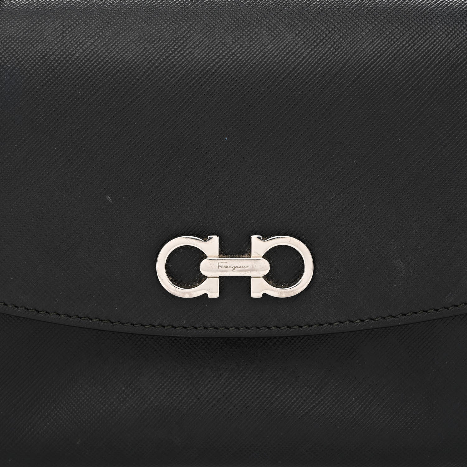 Salvatore Ferragamo Saffiano Sandrine Shoulder Bag Black 8 of 16