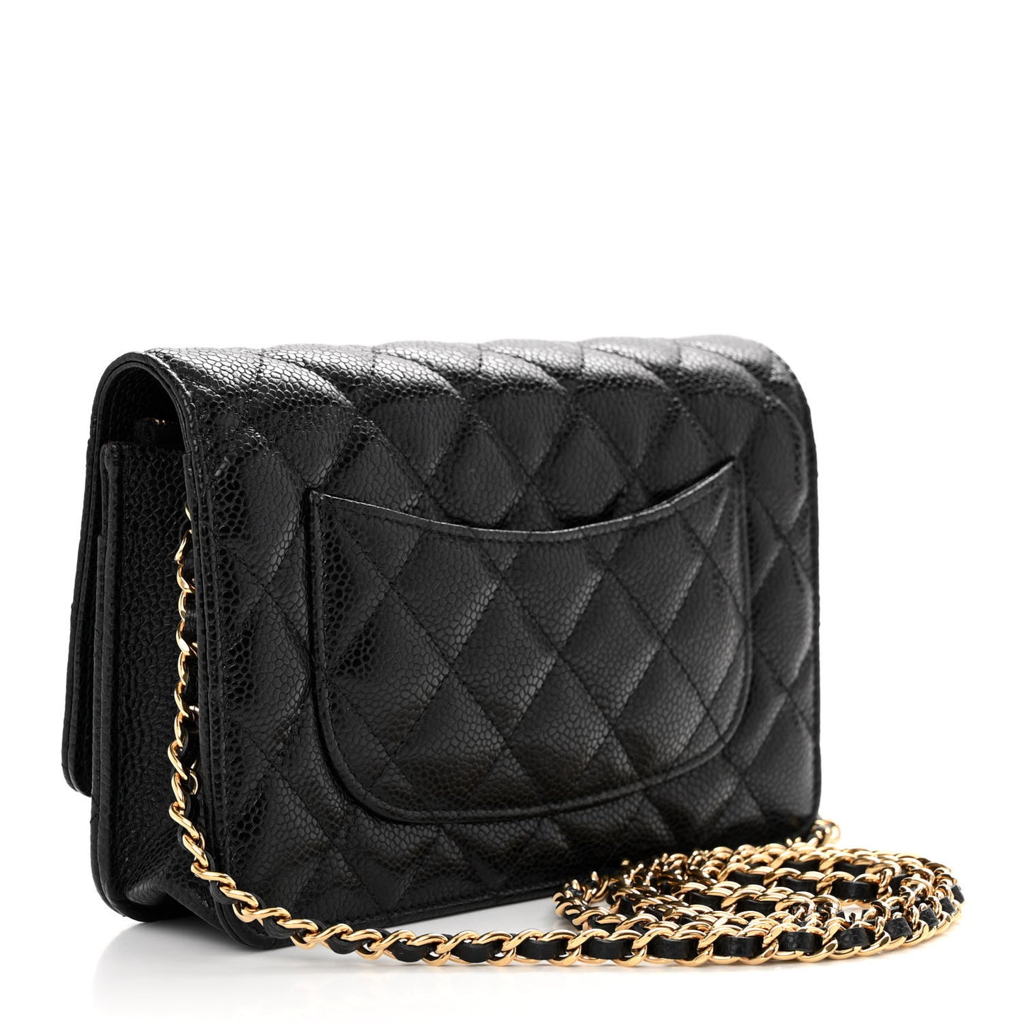 Caviar Quilted Wallet on Chain WOC Black