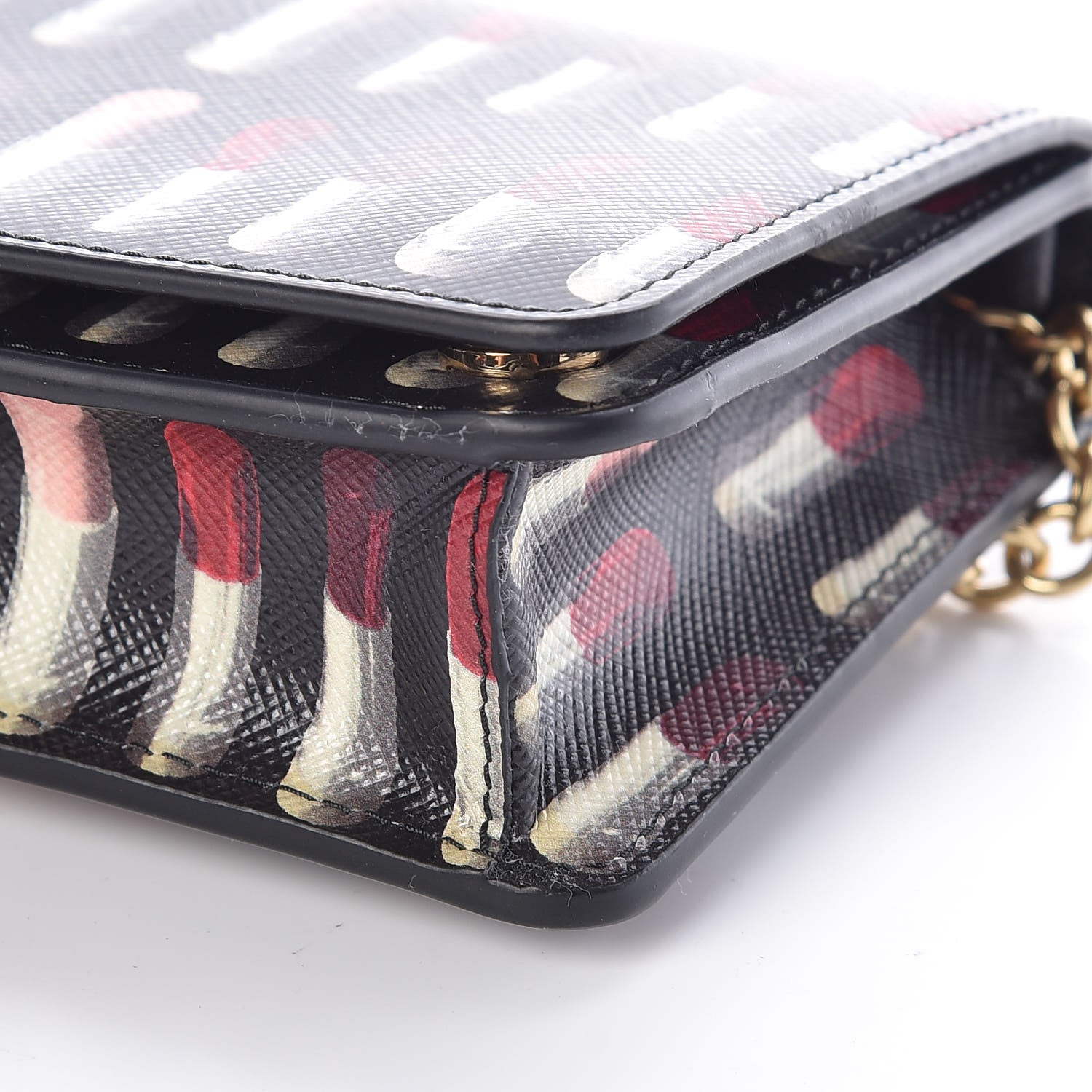 Prada Saffiano Triangle Logo Lipstick Print Mini Crossbody Bag Black 8 of 9