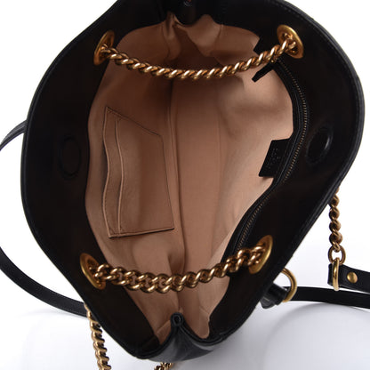 Gucci Calfskin Matelasse Medium GG Marmont Open Top Shoulder Bag Black 5 of 10