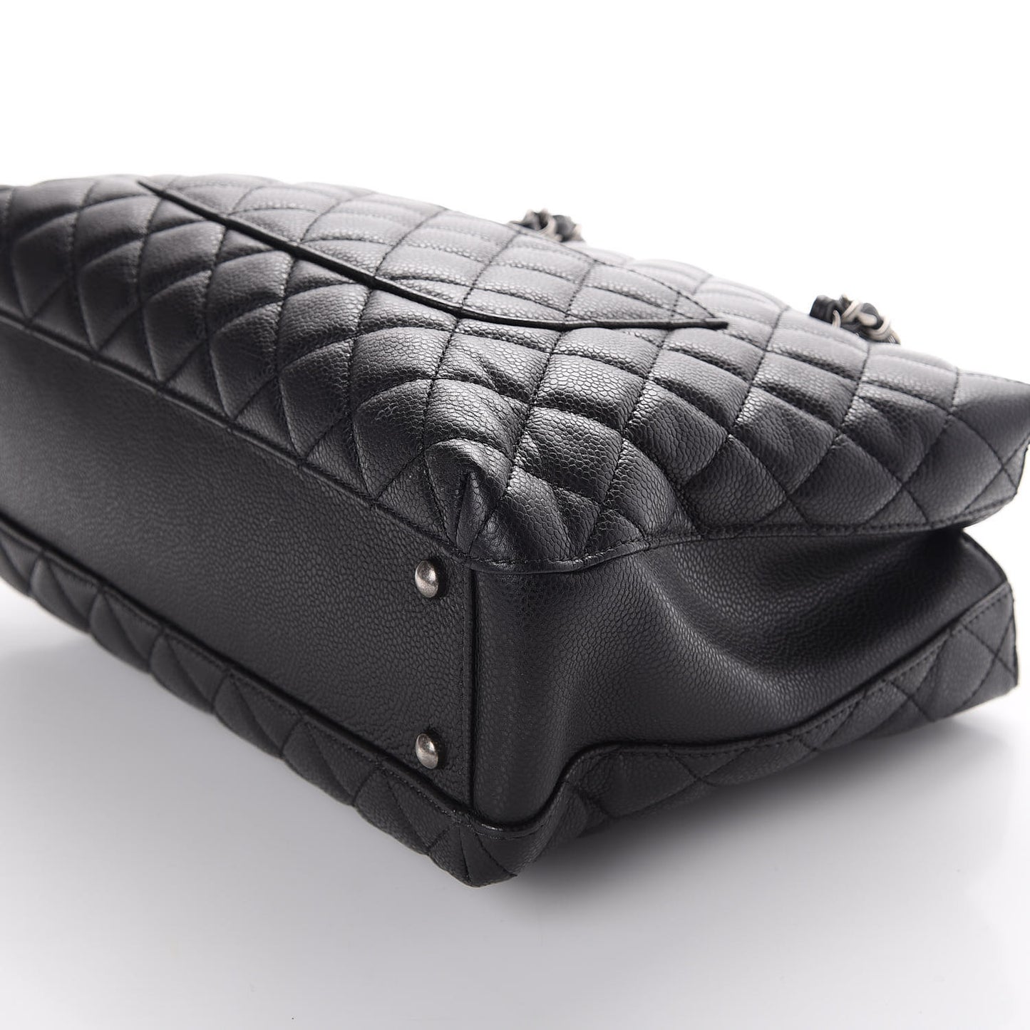Caviar Quilted City Shopping Tote Black