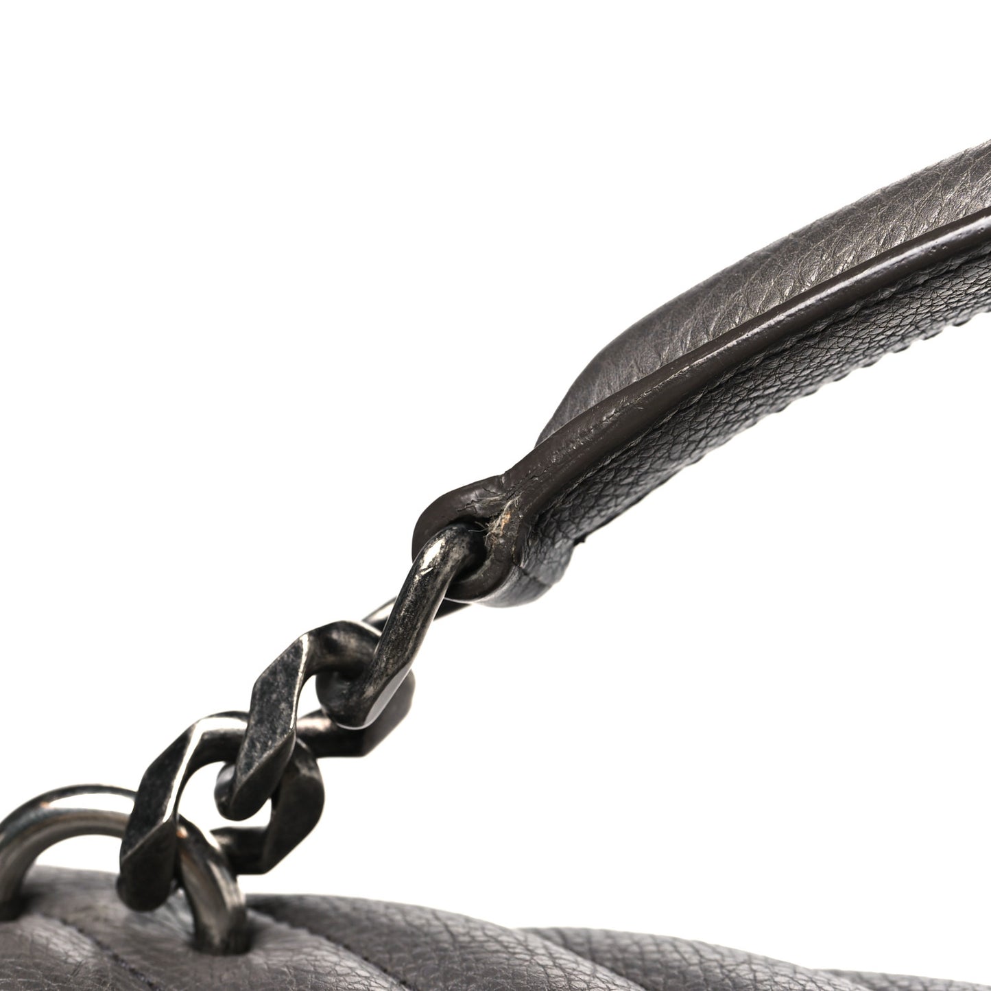 Sheepskin Matelasse Chevron Monogram Large College Satchel Dark Anthracite