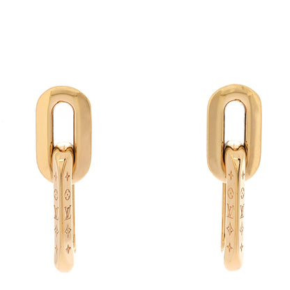 Louis Vuitton Metal LV Edge Double Hoop Earrings Gold 1 of 5