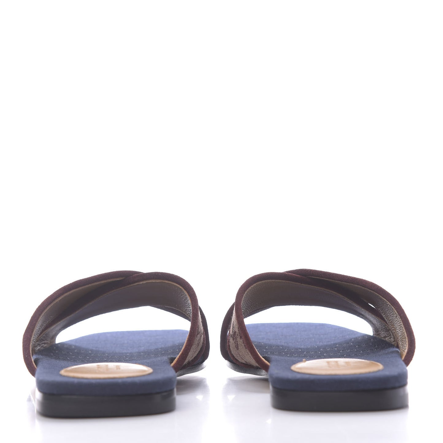 Canvas GG Monogram Womens Criss Cross Slide Sandals 37 Sahara Rubino Chardonnay