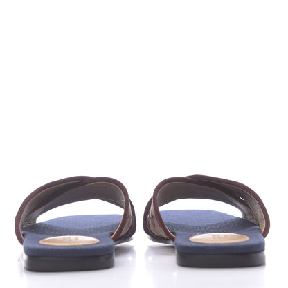 Gucci Canvas GG Monogram Womens Criss Cross Slide Sandals 37 Sahara Rubino Chardonnay 5 of 11