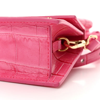 Jacquemus Calfskin Crocodile Embossed Le Chiquito Dark Pink 9 of 10