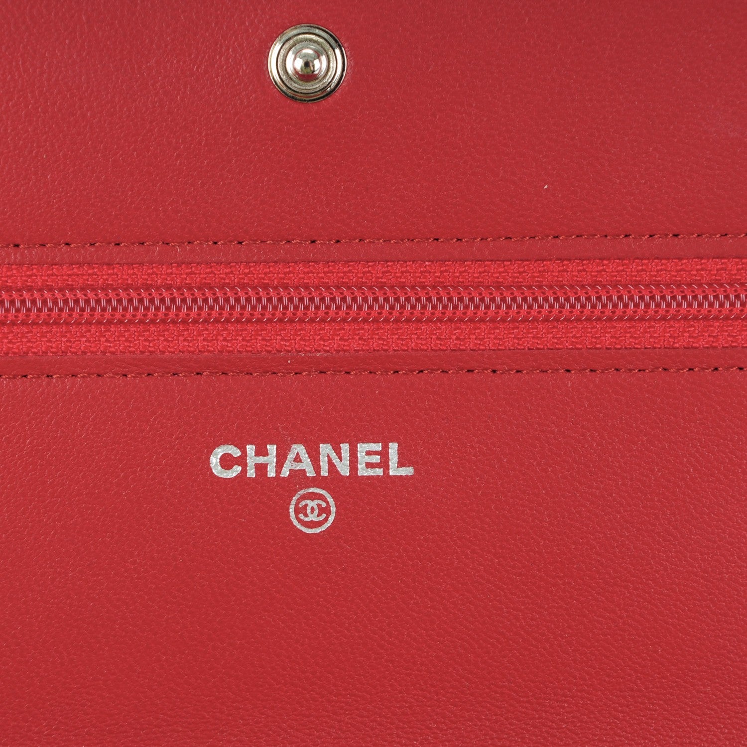 Chanel Lambskin Camellia Embossed Wallet On Chain WOC Red 6 of 8