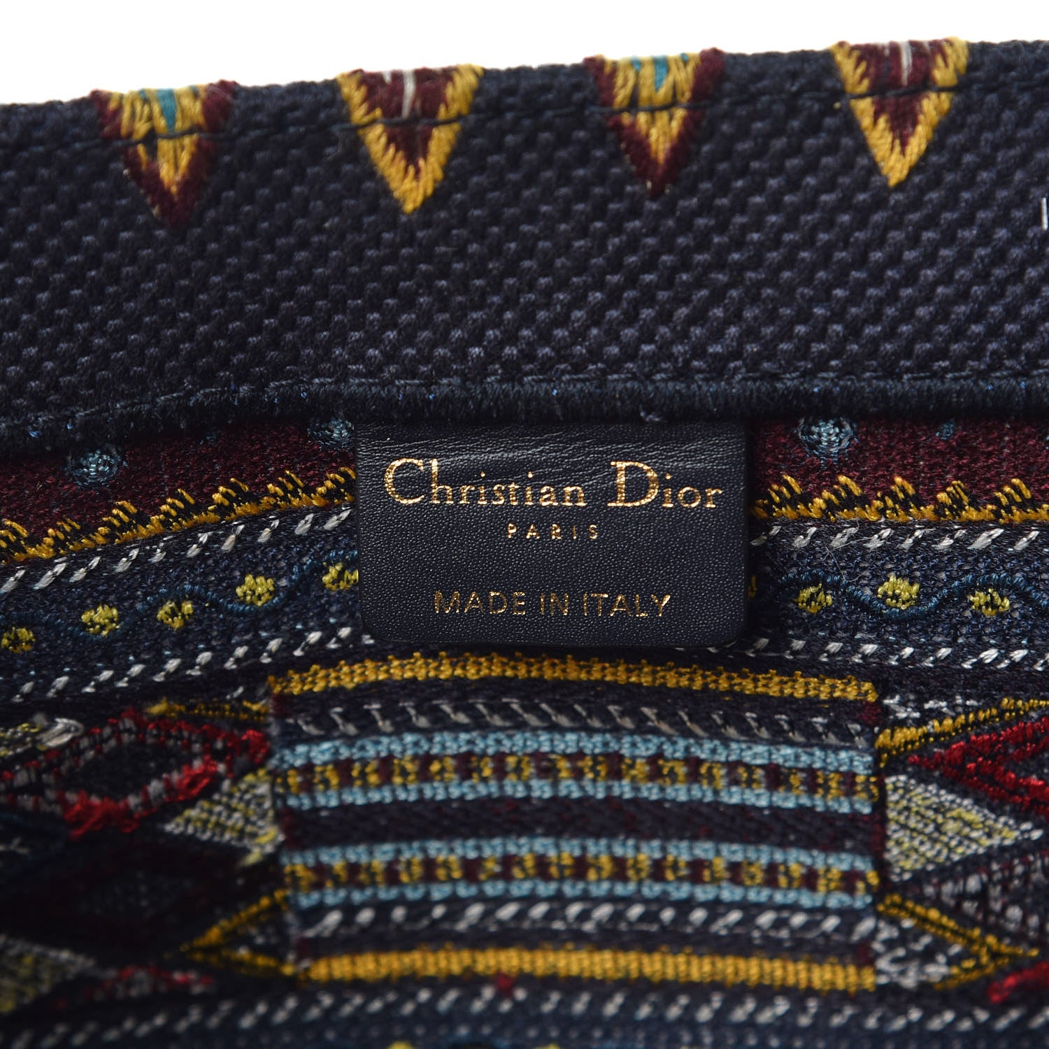 Christian Dior Canvas Embroidered Book Tote Blue Multicolor 6 of 10