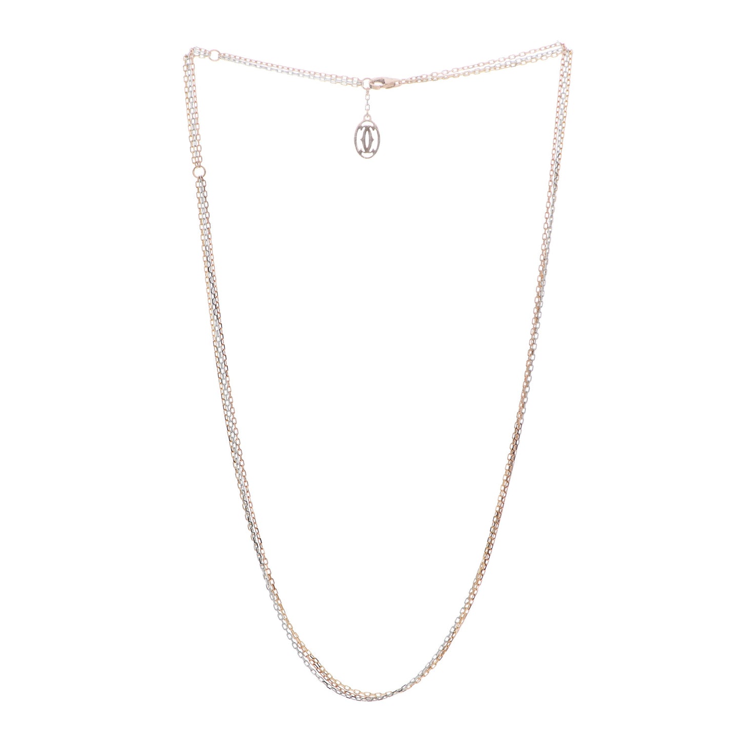 18K Pink Yellow White Gold Three Chain Necklace
