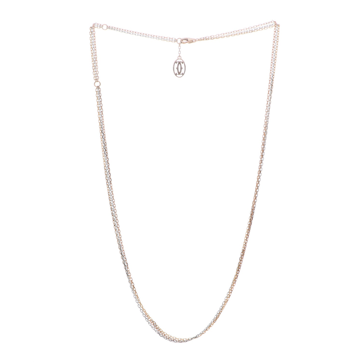 Cartier 18K Pink Yellow White Gold Three Chain Necklace 3 of 5