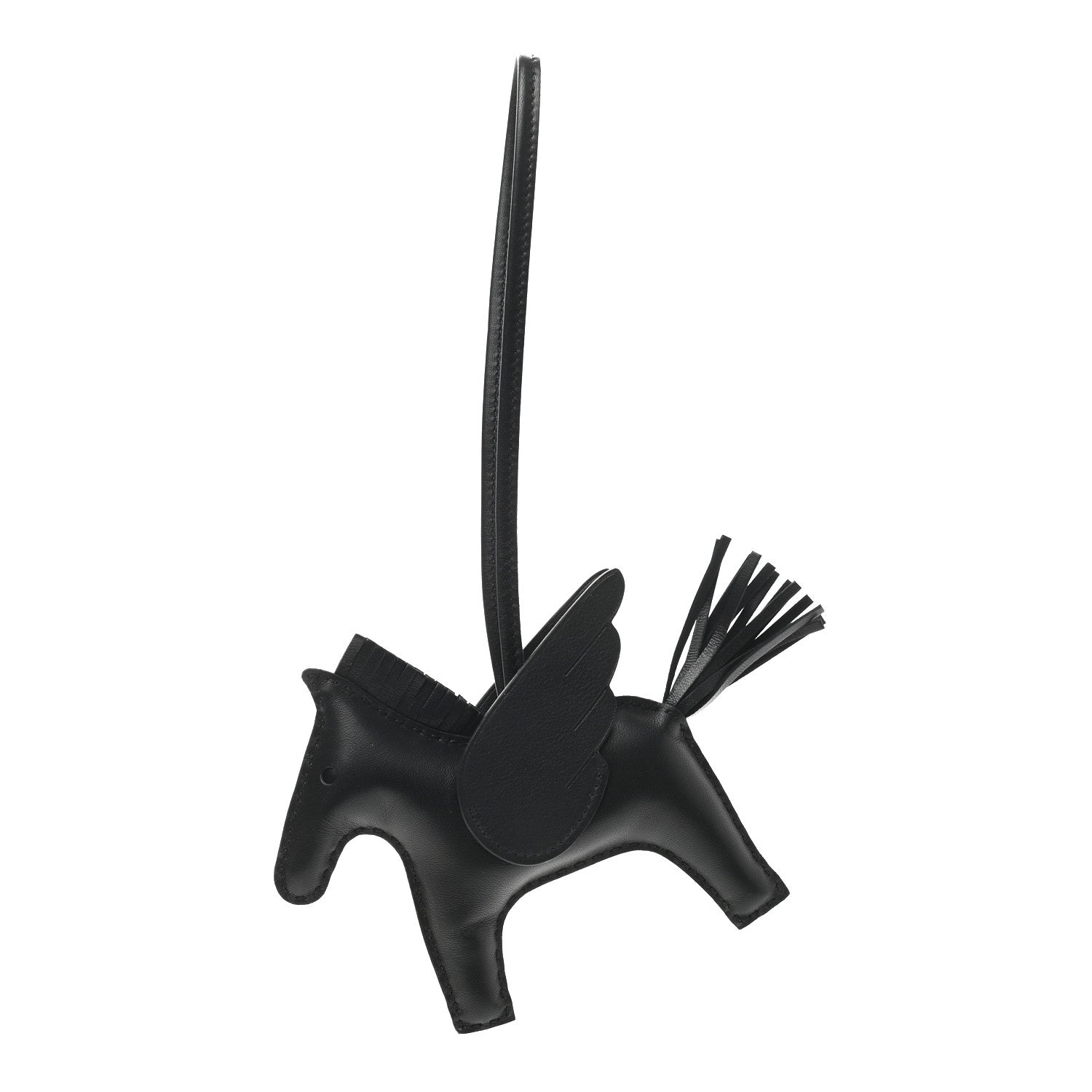 Hermes Milo Lambskin Grigri Rodeo Pegase Horse Bag Charm MM So Black 1 of 4