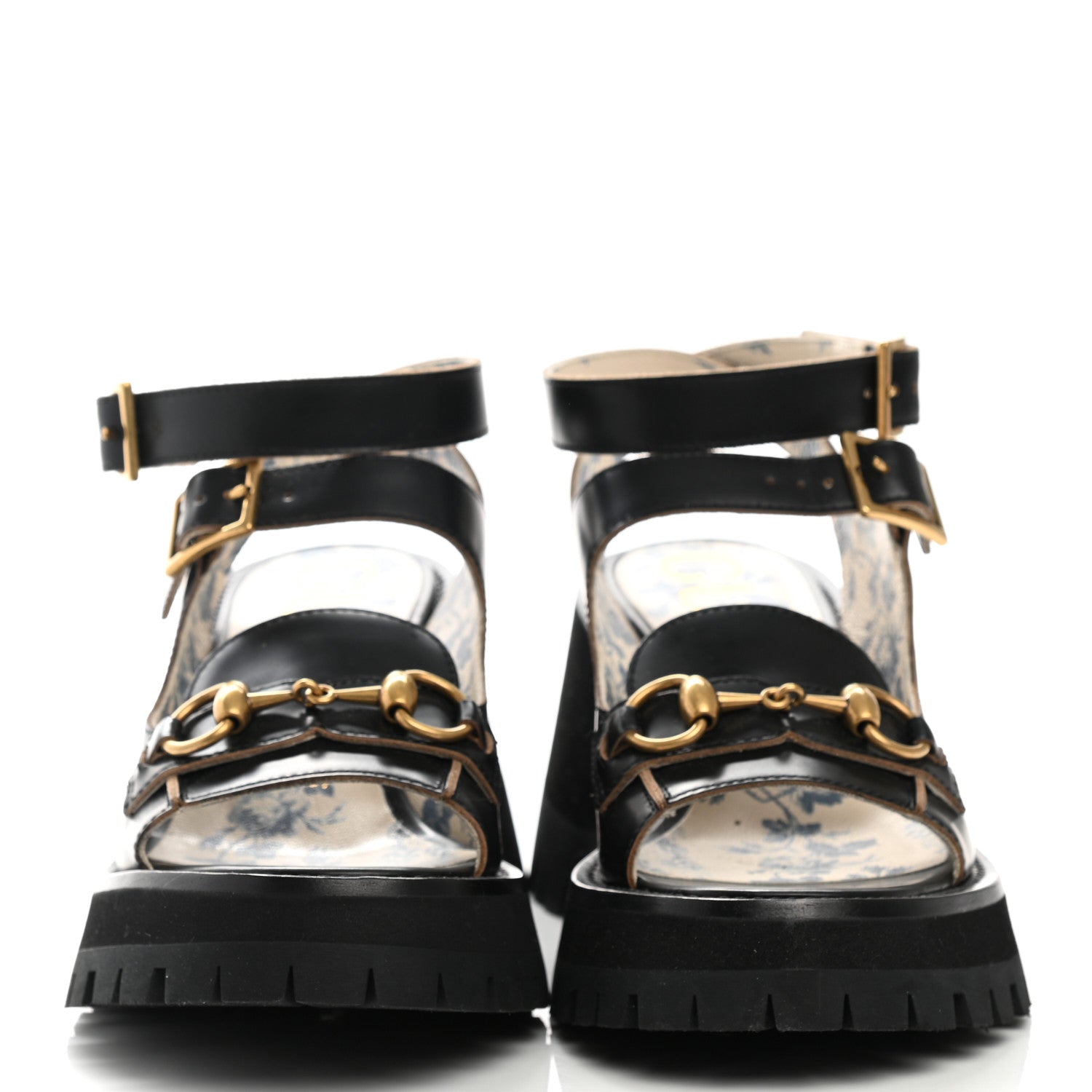 Gucci Cordovan Lux Womens Horsebit Mid-Heel Sandals 36 Black 2 of 7