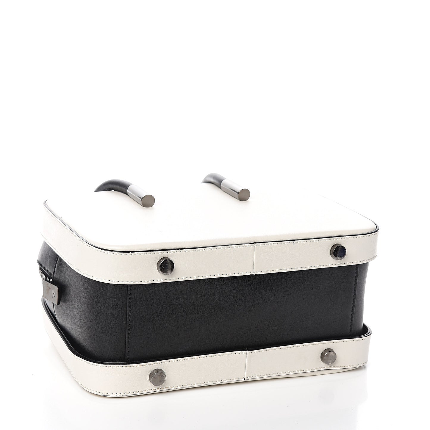 Calfskin Top Handle Bag White Black