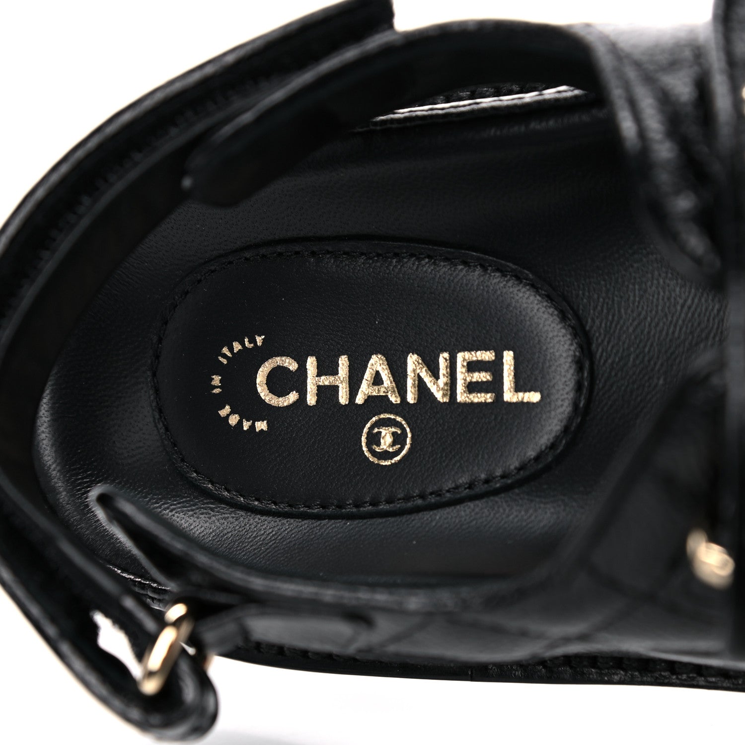 Chanel Grained Calfskin Velcro Dad Sandals 38 Black 7 of 8