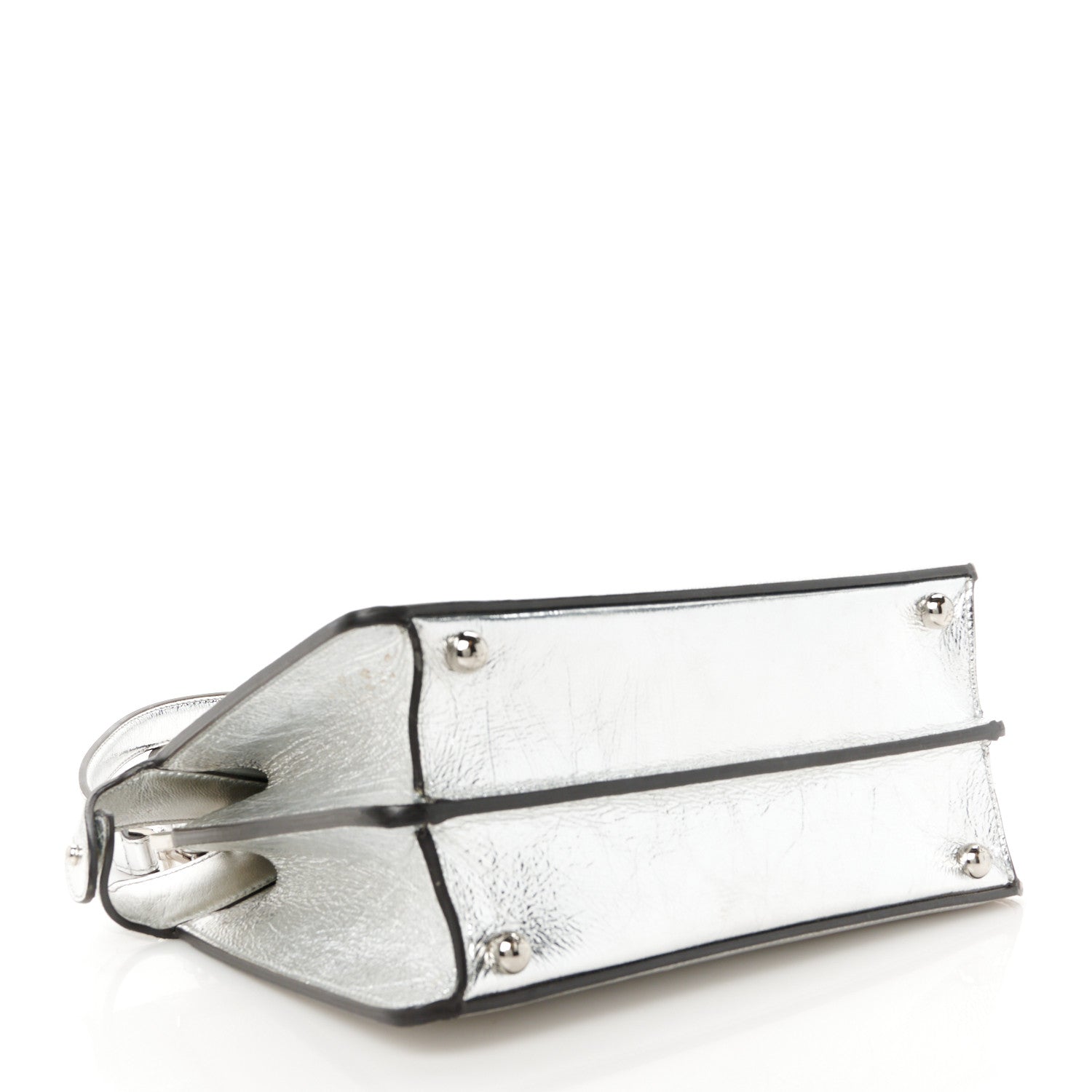 Fendi Rock Millenium Laminata Small Peekaboo I SEE U Satchel Argento 4 of 11