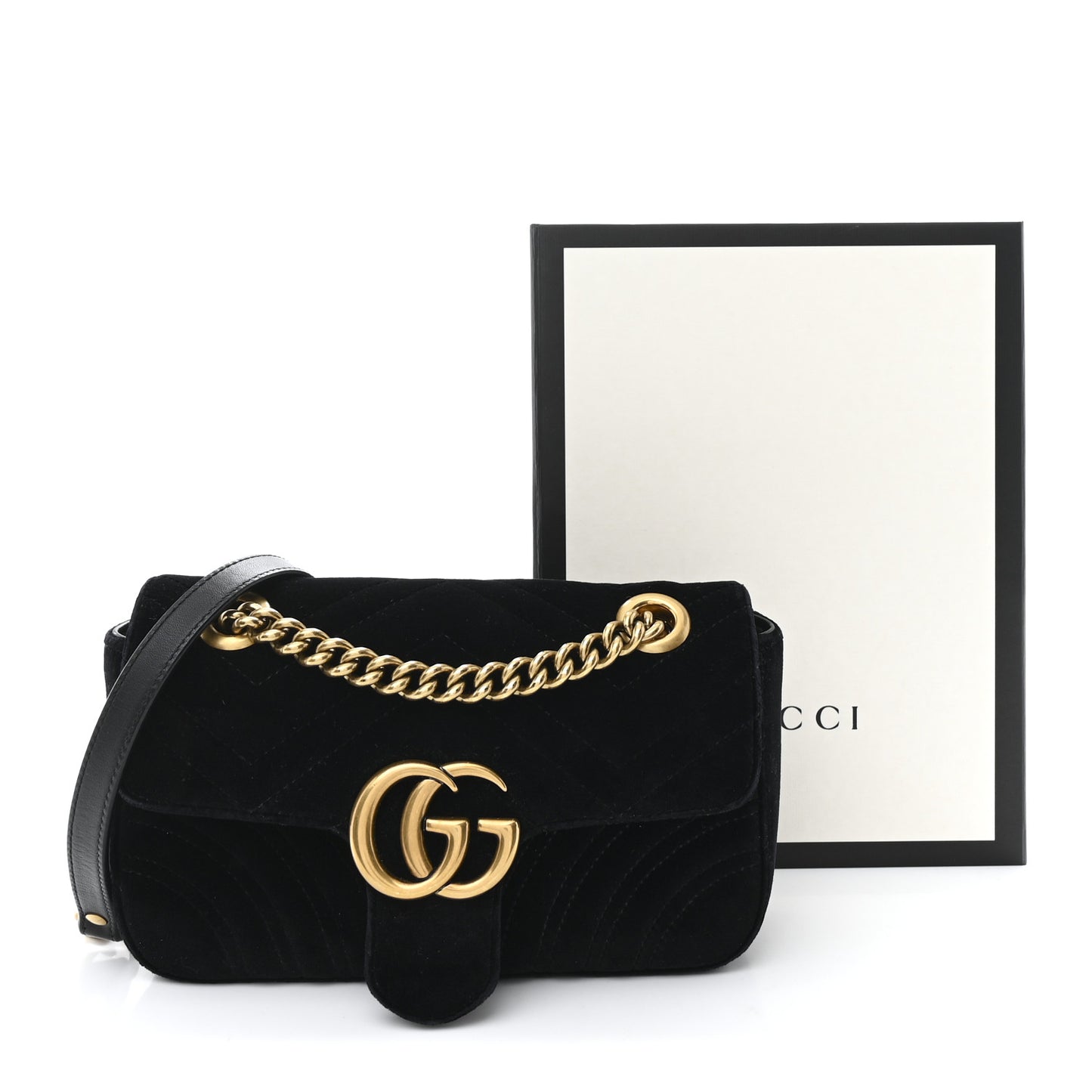 Velvet Matelasse Mini GG Marmont Shoulder Bag Black