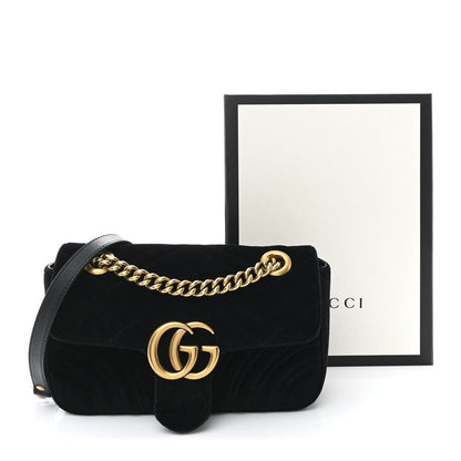 Gucci Velvet Matelasse Mini GG Marmont Shoulder Bag Black 11 of 11