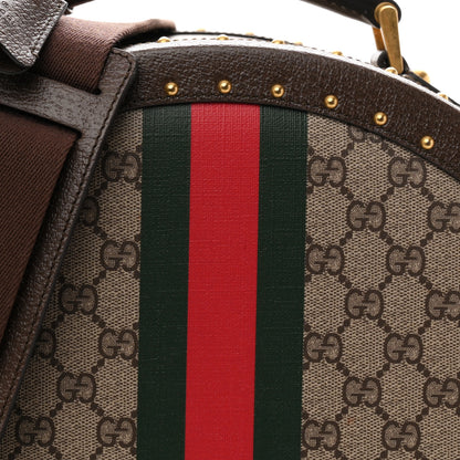 Gucci GG Supreme Monogram Textured Dollar Calfskin Web Savoy Hat Box Beige Ebony New Acero 9 of 9